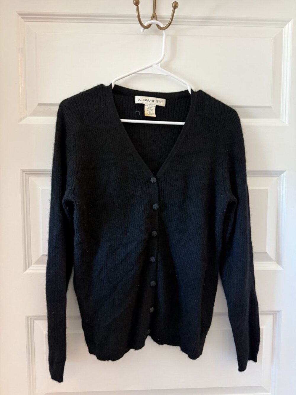 A. Giannetti 100% Cashmere V-Neck Cardigan Black L